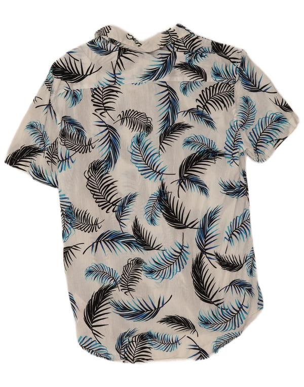 Jack Wills Mens Short Sleeve Slim Fit Shirt Medium White Floral Viscose