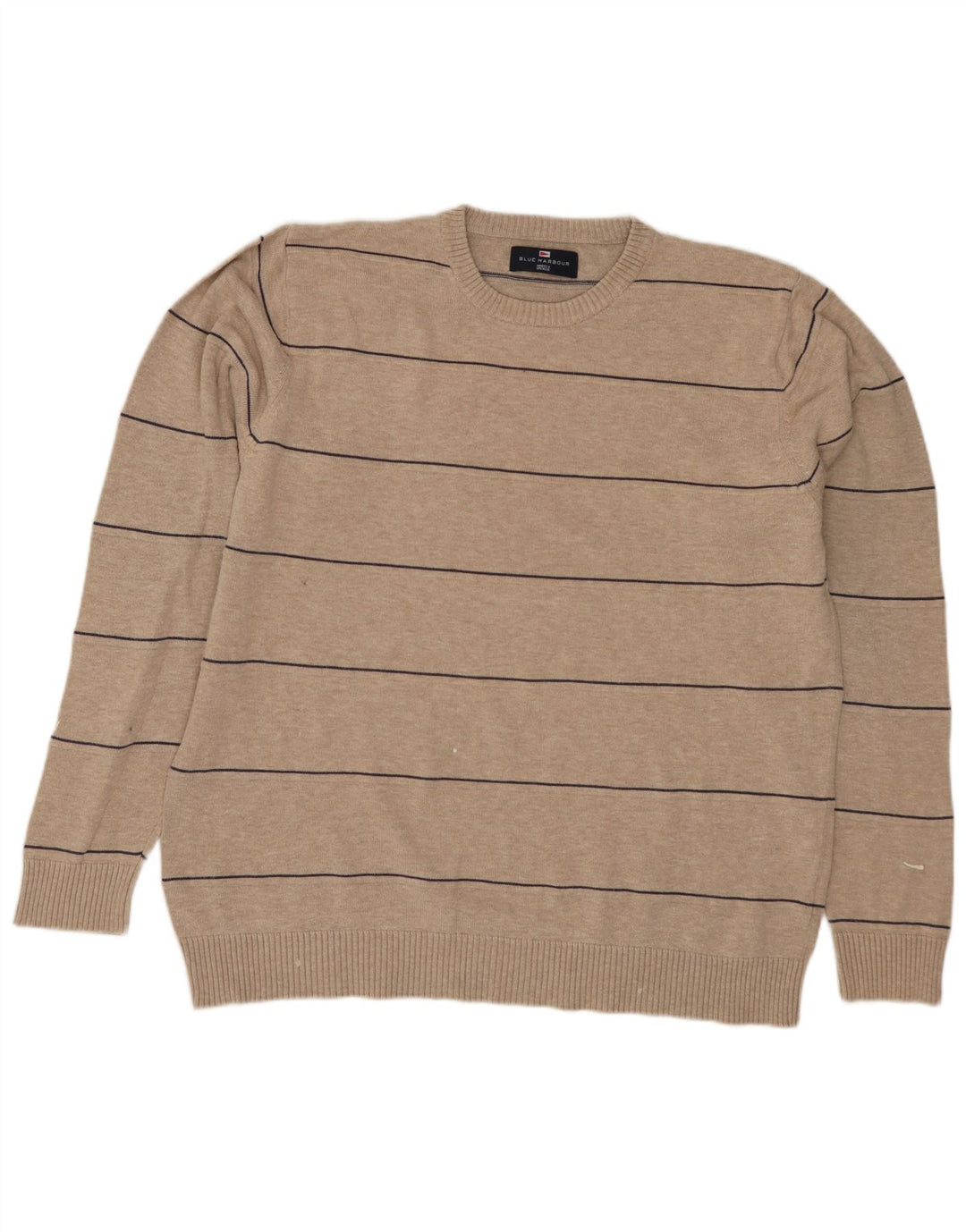 Marks & Spencer Mens Blue Harbour Crew Neck Jumper Sweater Medium Beige