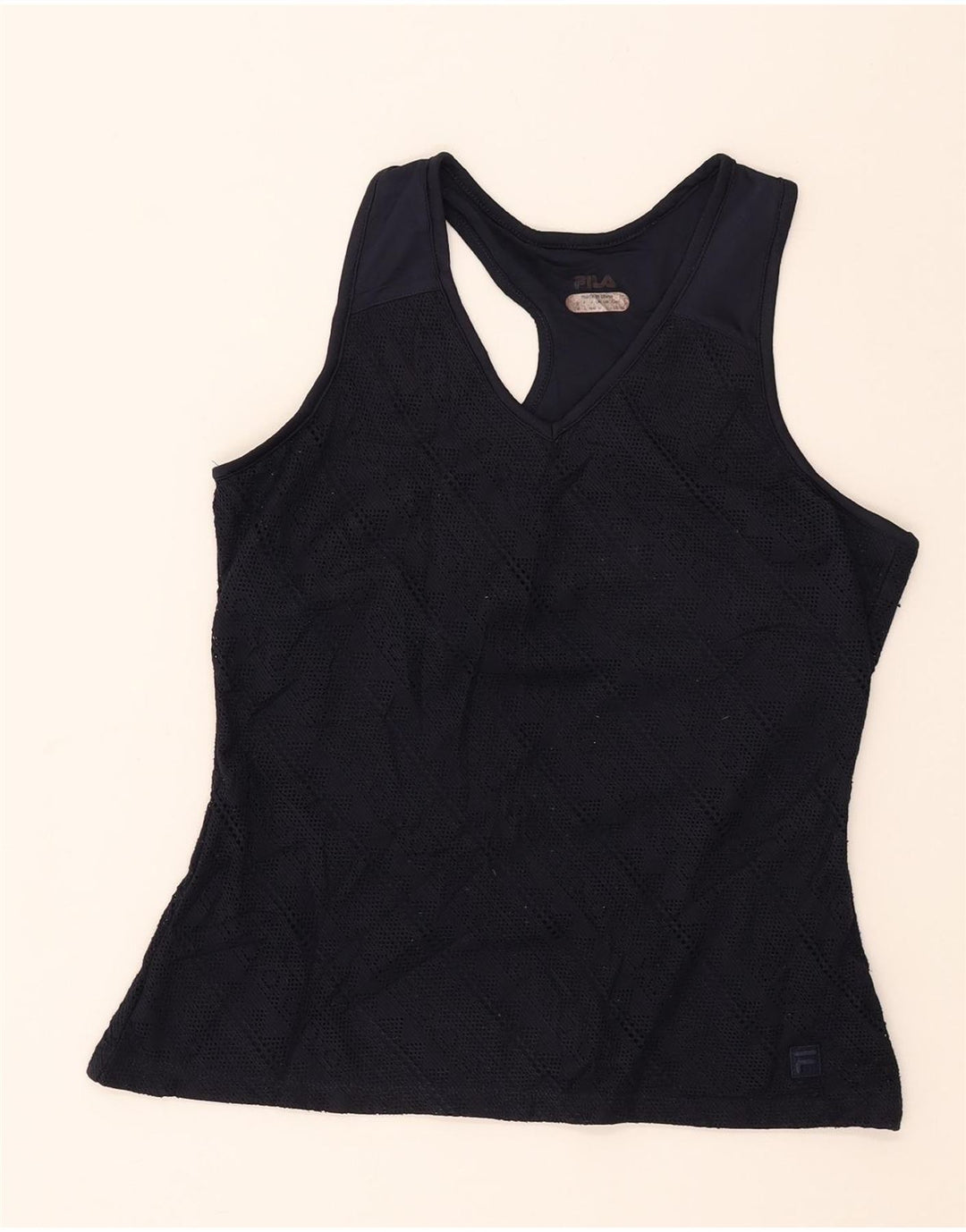 FILA Womens Vest Top UK 14 Medium  Navy Blue Polyester Vintage Fila and Second-Hand Fila from Messina Hembry 