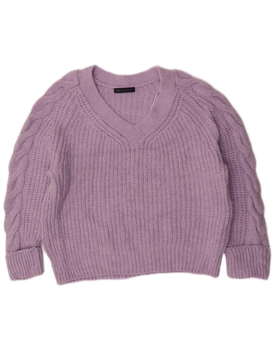 Marks & Spencer Womens Oversized V-Neck Jumper Sweater UK 14 Medium Purple
