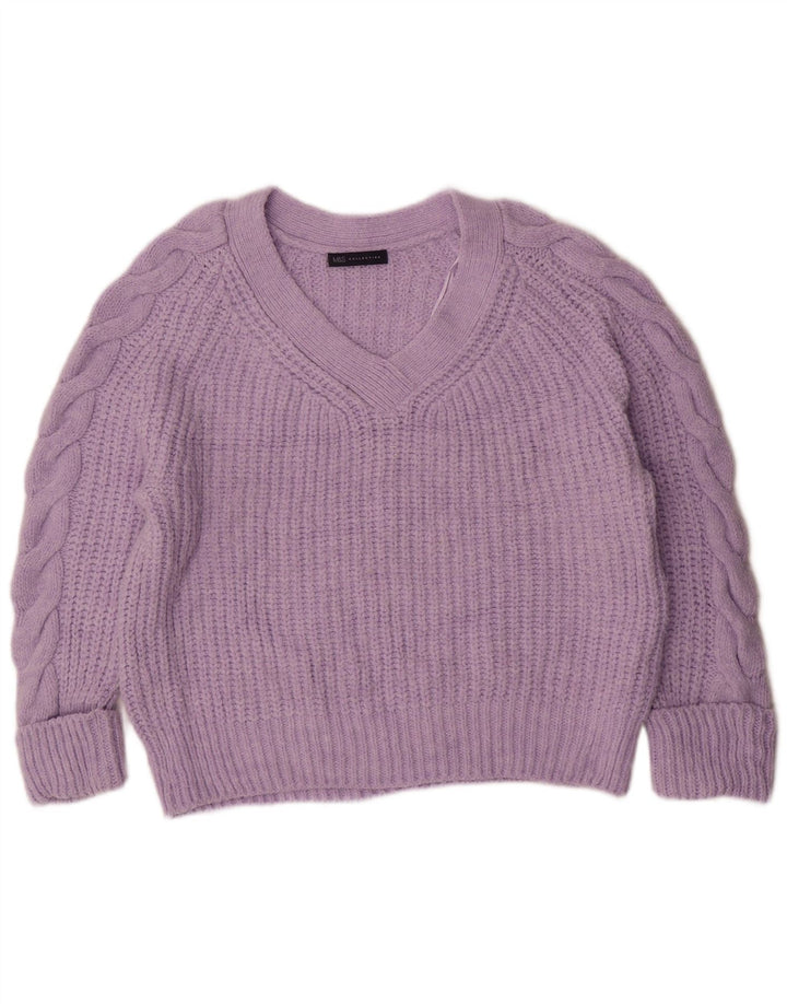 Marks & Spencer Womens Oversized V-Neck Jumper Sweater UK 14 Medium Purple