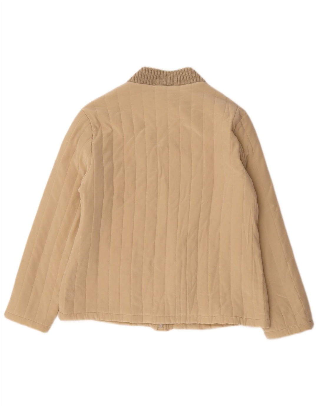 cherie Womens Bomber Jacket IT 46 Large Beige Silk