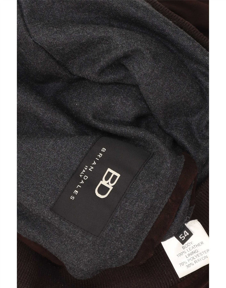 Brian Dales Chaqueta Bomber de ante para hombre IT 54 2XL Cuero marrón
