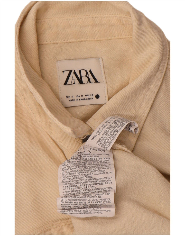 Zara Womens Oversized Denim Shirt UK 14 Medium Off White Cotton