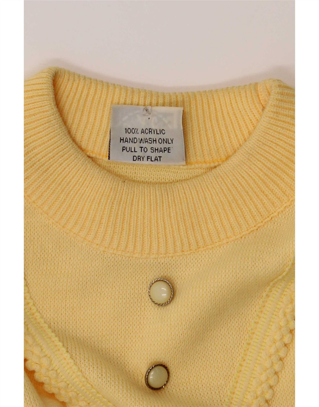 Snatch Dame Crew Neck Jumper Sweater UK 14 Medium Yellow Acryl