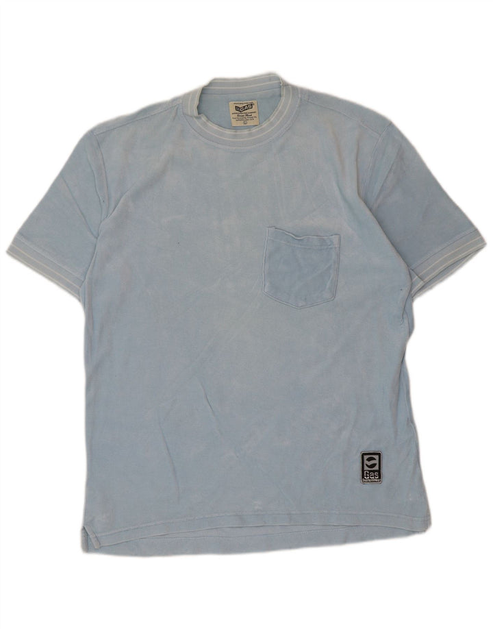 Gas Herre T-Shirt Top Stor Blå Bomuld