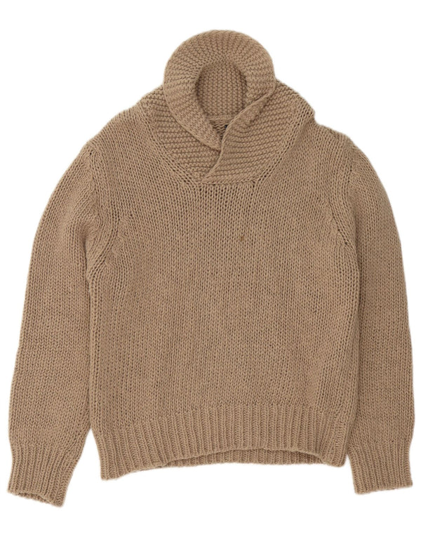 Vintage Mens Shawl Neck Jumper Sweater Small Beige