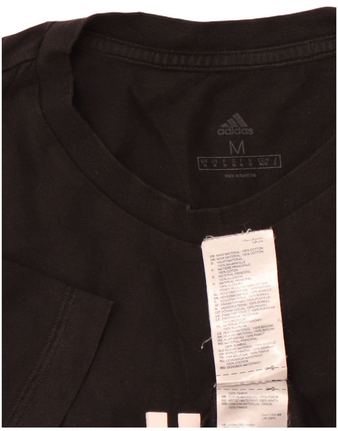 ADIDAS Mens Graphic T-Shirt Top Medium Black Cotton