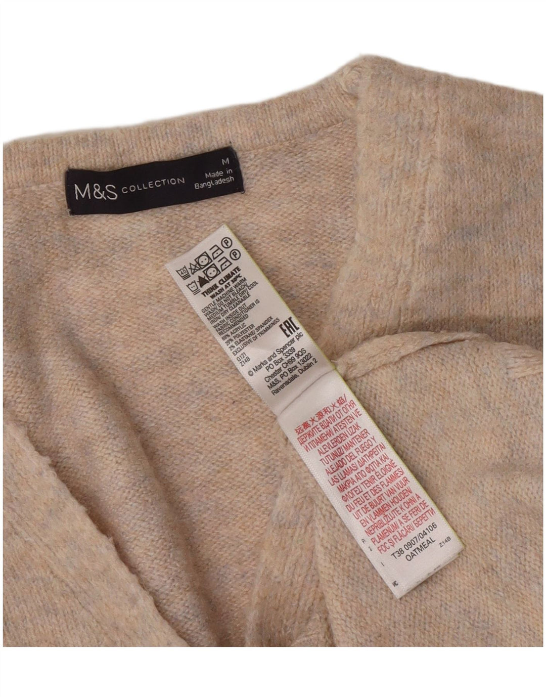 Marks & Spencer Womens V-Neck Jumper Sweater UK 14 Medium Grey Flecked