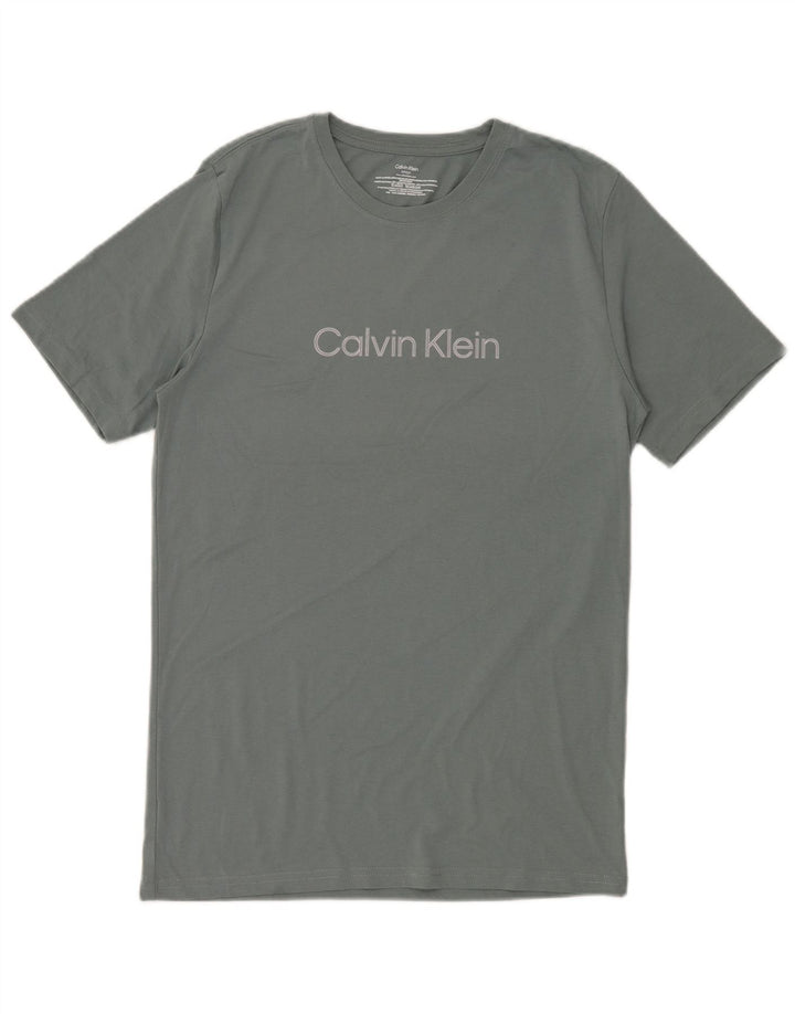 T-shirt grafica da uomo Calvin Klein Top piccola in cotone grigio