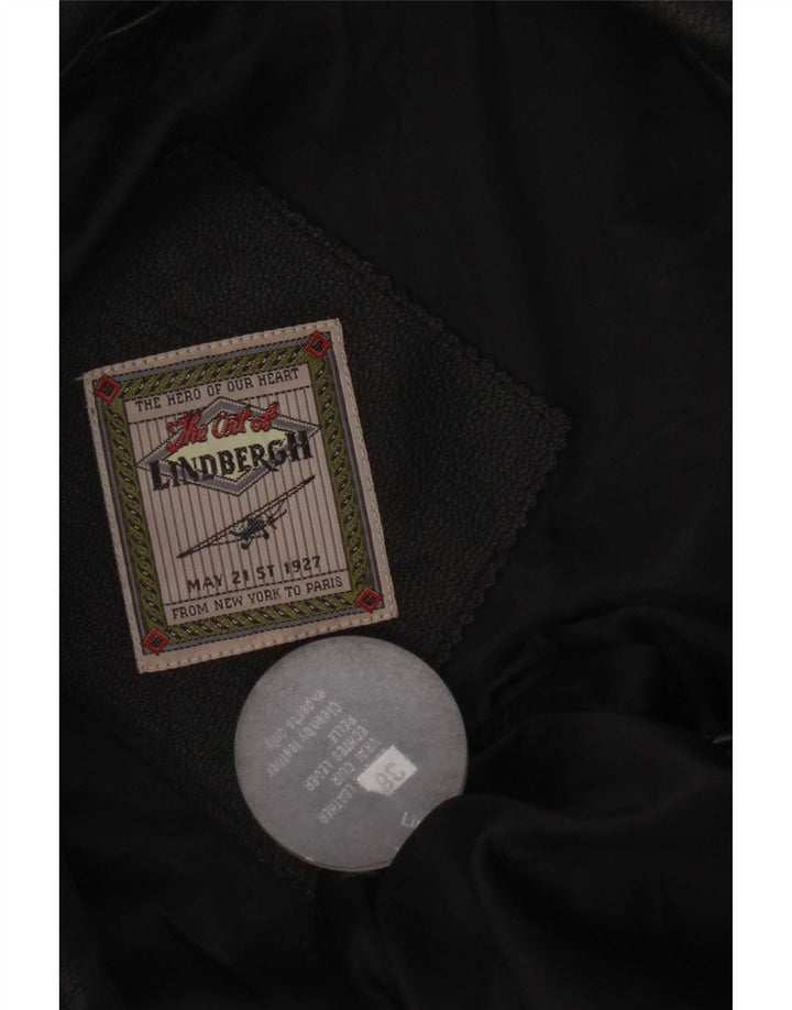 Vintage Dame Læder Gilet EU 38 Medium Sort