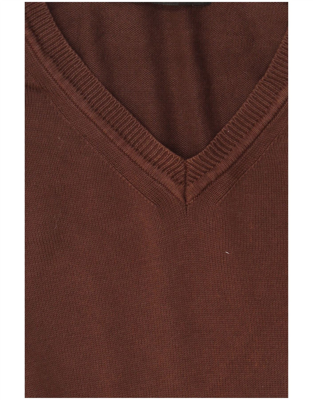 Zara Mens V-Neck Jumper Sweater XL Brown Cotton