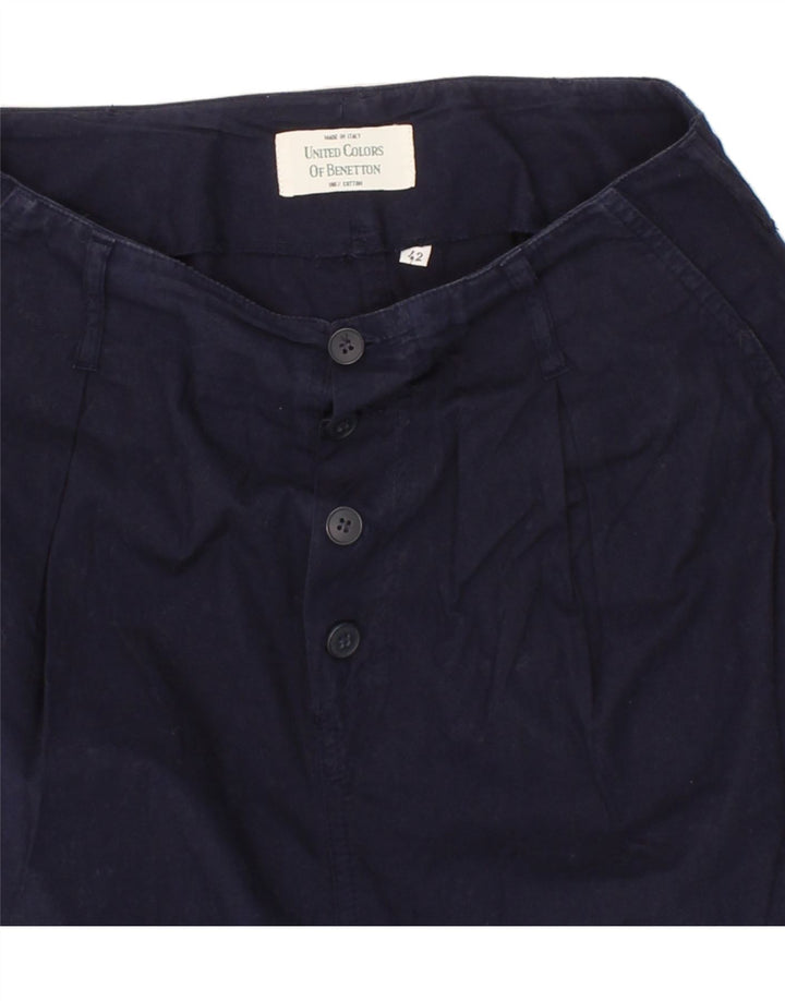 BENETTON Womens Pencil Skirt IT 42 Medium  W30 Navy Blue Cotton Vintage Benetton and Second-Hand Benetton from Messina Hembry 