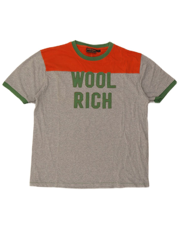 Woolrich Ανδρικό γραφικό T-Shirt Top XL Γκρι χρώματος βαμβακερό