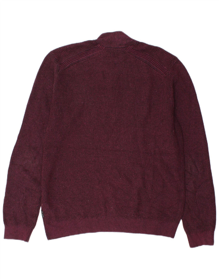 Pulover pentru bărbați Ted Baker, cu fermoar, cu gât, mărimea 4, mare, din poliester burgundă