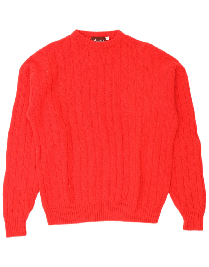 vintage Mens Crew Neck Jumper Pull IT 50 Laine Rouge Moyenne