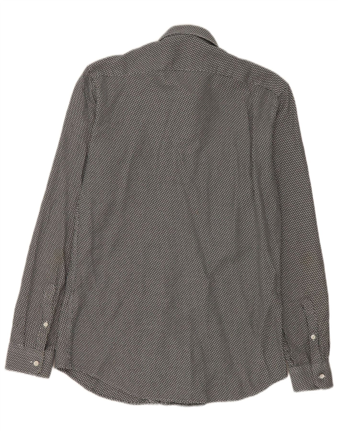 Reiss Mens Slim Fit Shirt Medium Black Chevron Cotton