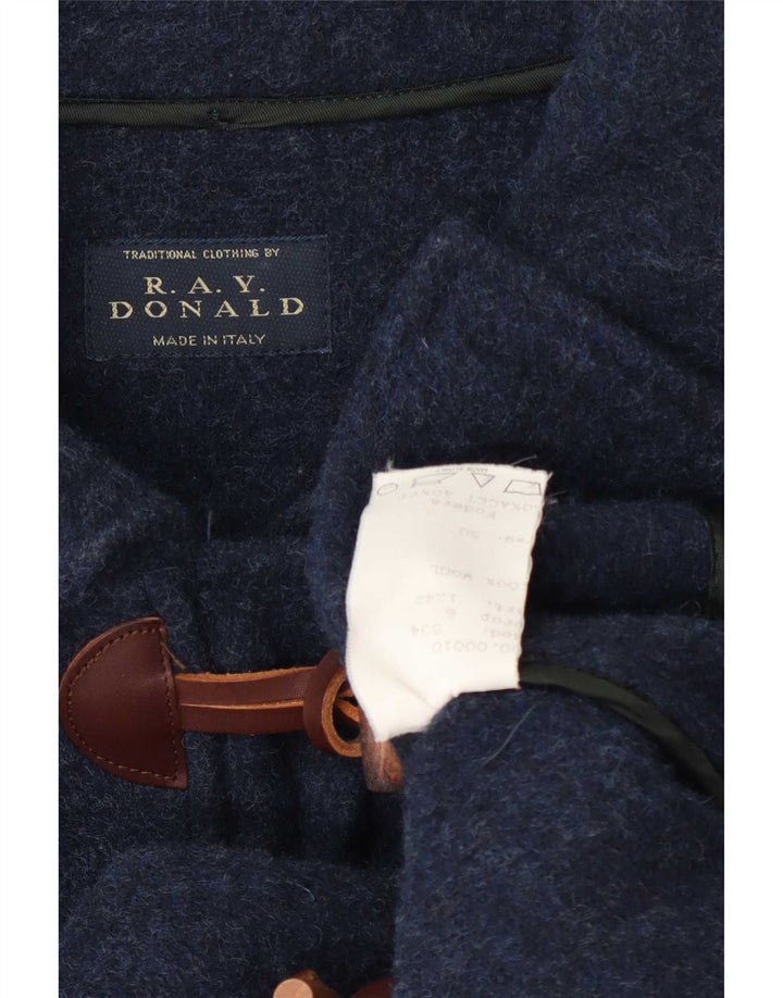 Vintage hombre Duffle abrigo IT 50 lana azul marino grande