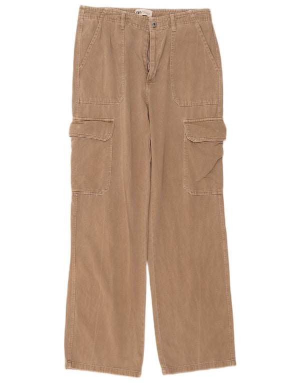 Zara Γυναικείο ίσιο παντελόνι Cargo EU 40 Medium W30 L31 Beige