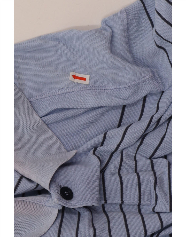 Hugo Boss Mens Polo Shirt Large Blue Striped Cotton