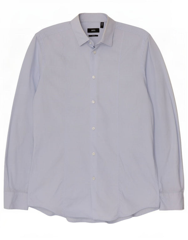 Hugo Boss Camisa Slim Fit para hombre Talla 40 15 3/4 Algodón azul medio