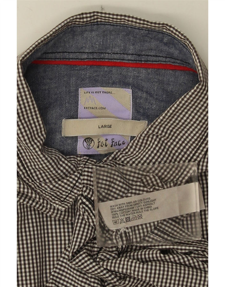 Fat Face Mens Shirt Large Grey Gingham Cotton