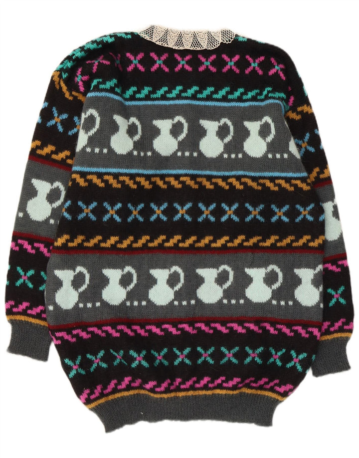 Vintage Womens Abstract Pattern Cardigan Sweater UK 10 Small Multicoloured