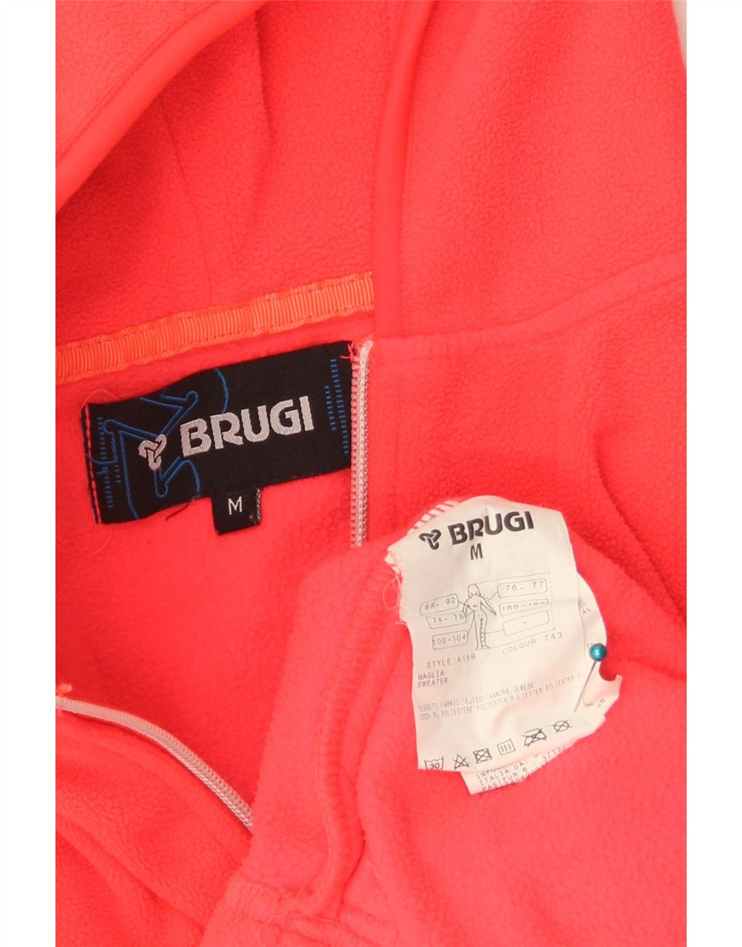 BRUGI Womens Hooded Fleece Jacket UK 14 Medium Red Paisley Polyester