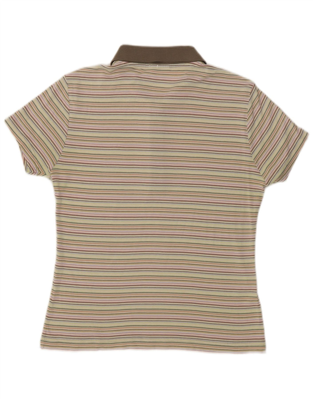 Lacoste Womens Polo Shirt IT 42 Large Multicoloured Striped Cotton