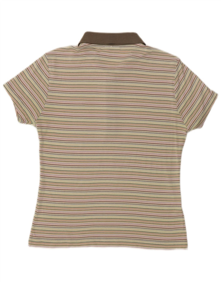 Lacoste Womens Polo Shirt IT 42 Large Multicoloured Striped Cotton