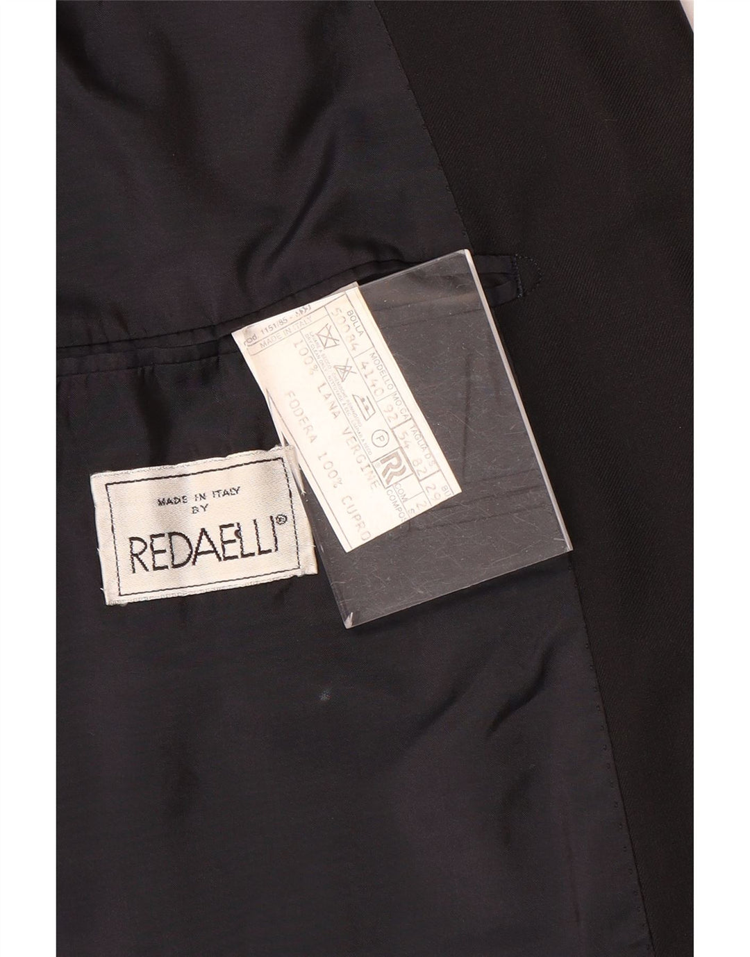 Redaelli Mens Double Breasted Blazer Jacket IT 54 2XL Black Wool