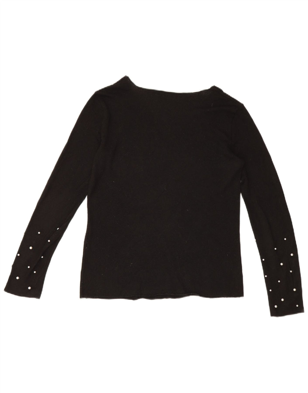 Zara Mujer Top Manga Larga UK 44 Mediano Negro