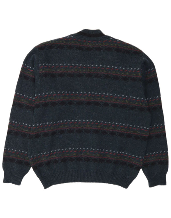 WESTBURY Mens V-Neck Jumper Sweater EU 48/50 Medium Green Striped Acrylic