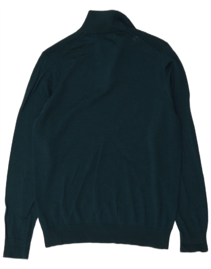 Maglione da uomo Marks & Spencer con zip autografa e collo in lana verde medio