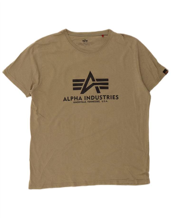ALPHA INDUSTRIES Mens Graphic T-Shirt Top Large Khaki