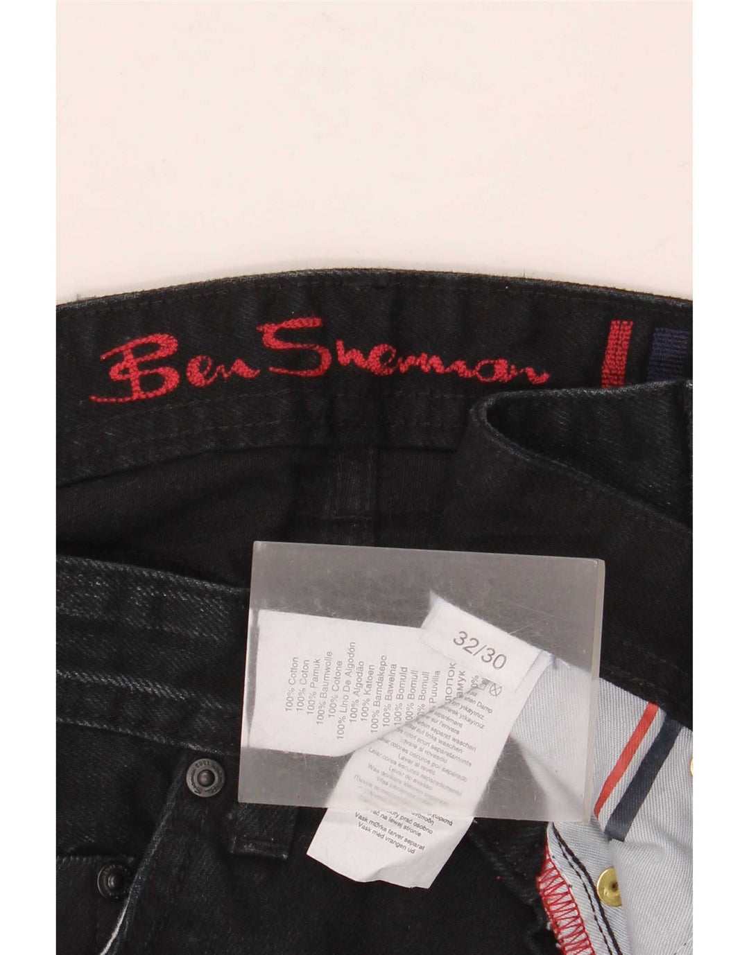 Ben Sherman Herren Bootcut Jeans W32 L30 Marineblaue Baumwolle