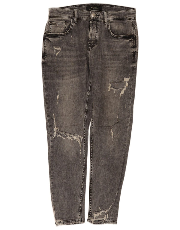Zara Mens Jeans Slim Distressed EU 42 Grande W32 L29 Cinza
