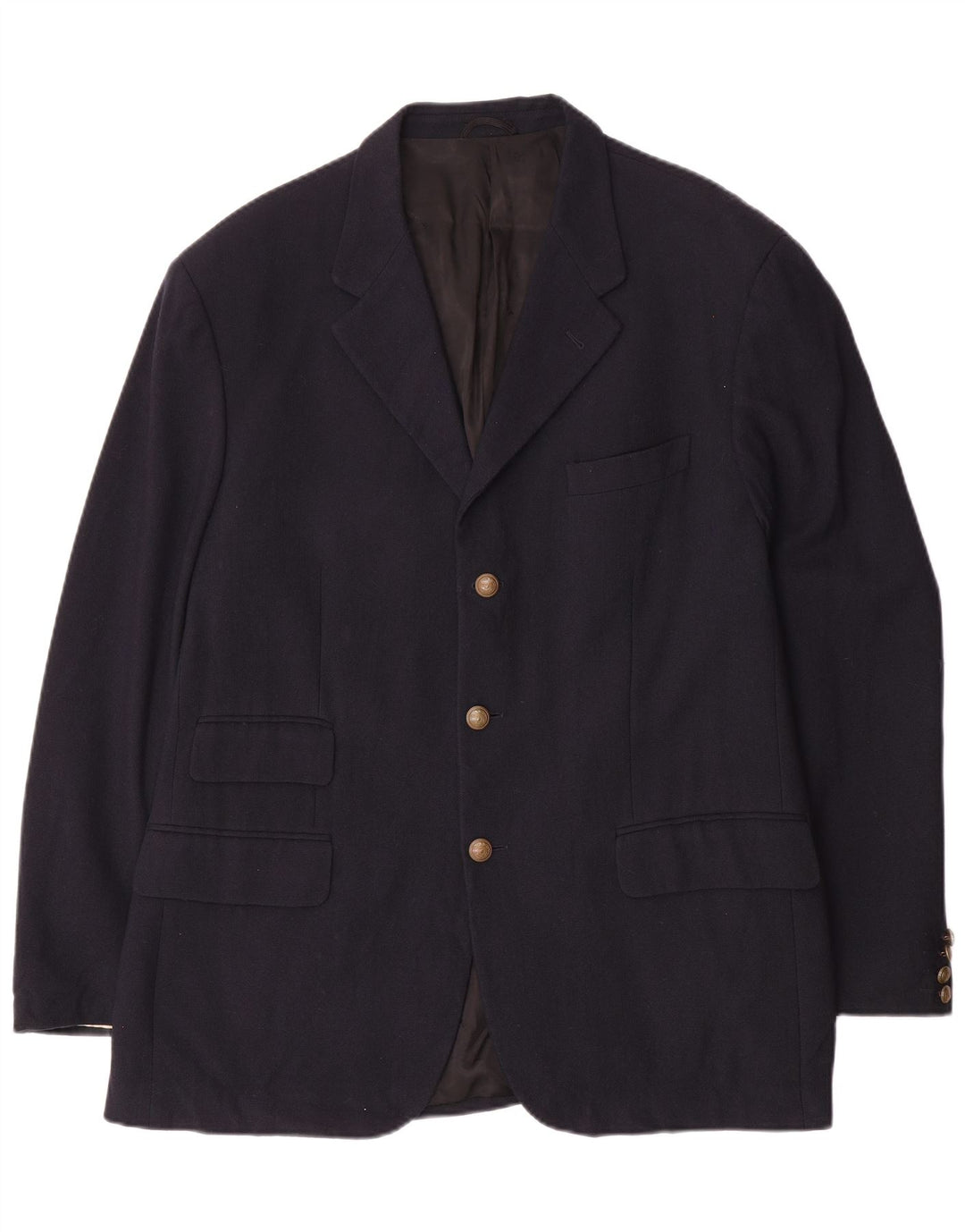 Brooksfield Mens 3 Button Blazer Jacket UK 40 Large Navy Blue Wool