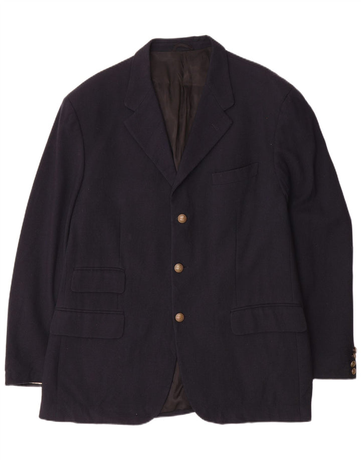 Brooksfield Mens 3 Button Blazer Jacket UK 40 Large Navy Blue Wool