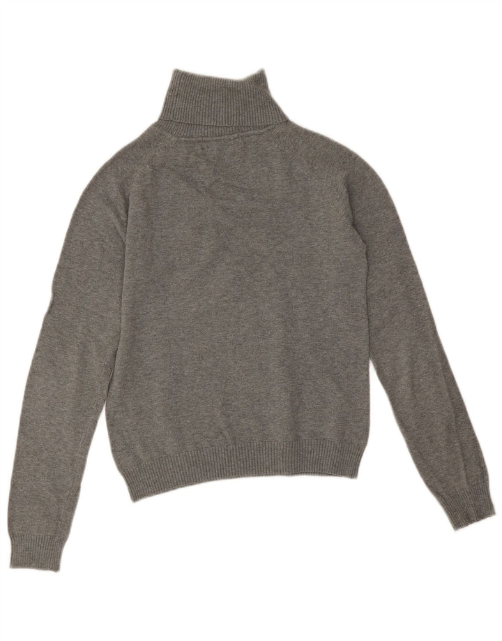 Zara Womens Crop Roll Neck Jumper Sweater UK 12 Medium Grey Cotton