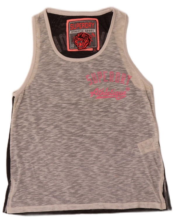 Superdry Womens Grafisk Vest Top UK 10 Small Grey Colourblock Polyester