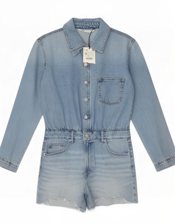 Costum pentru femei Zara din denim UK 12, bumbac albastru mediu