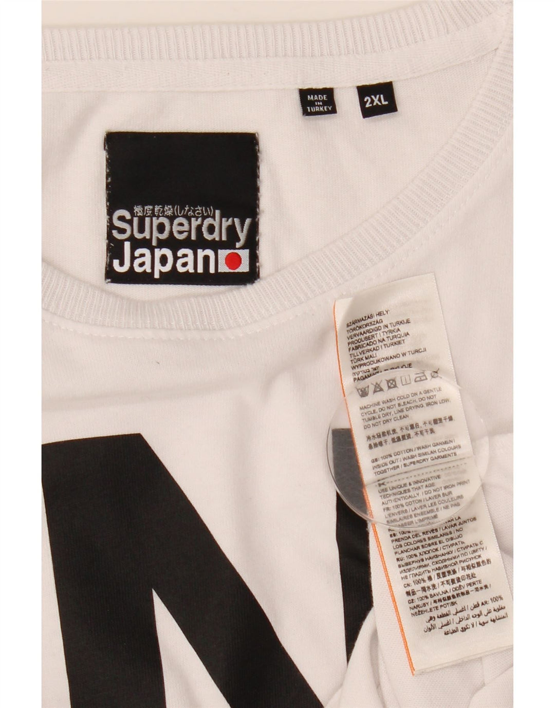 Superdry Mens Graphic Top Long Sleeve 2XL White Cotton