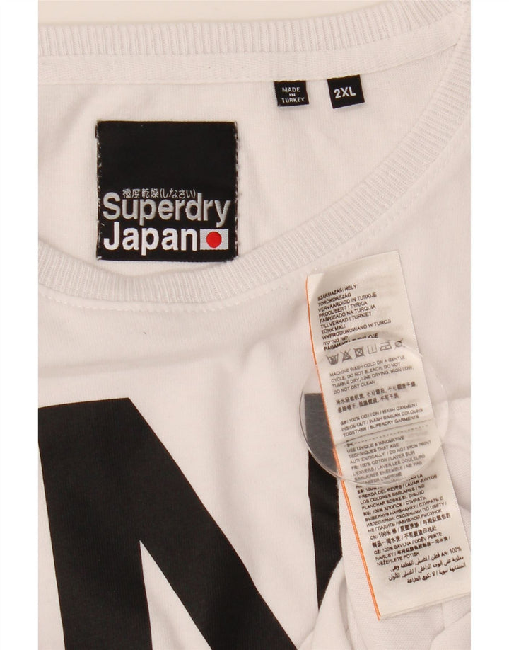 Superdry Mens Graphic Top Long Sleeve 2XL White Cotton