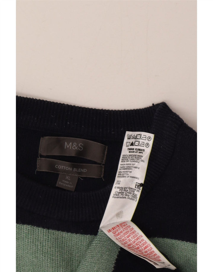 Maglione maglione girocollo da uomo Marks & Spencer XL a righe blu navy