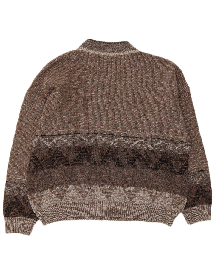 Pitti Mens Turtle Neck Jumper Sweater XL Grey Geometric Acrylic