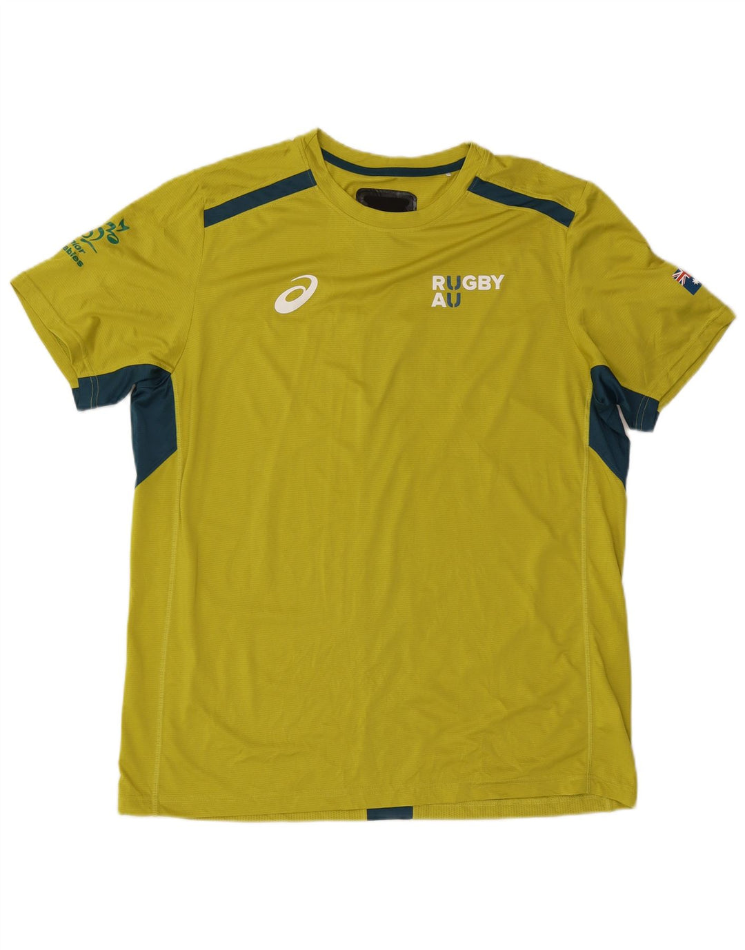 Asics Mens Graphic T-Shirt Top 2XL Yellow Colourblock Polyester