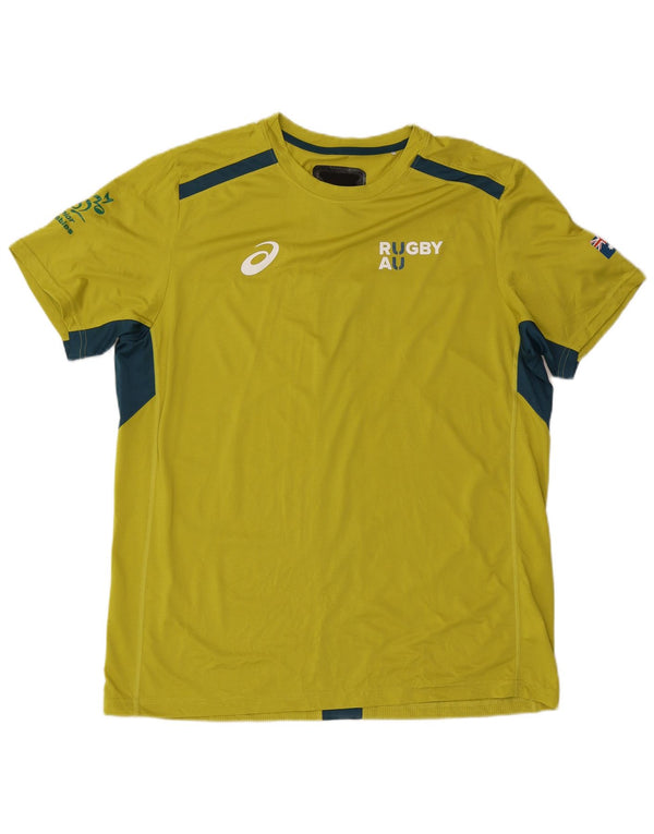 Męska koszulka z grafiką Asics Top 2XL Żółty poliester z blokami kolorów