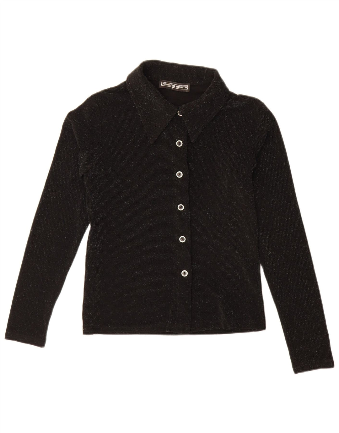 Vintage Womens Shirt Blouse UK 8 Small Black Polyester