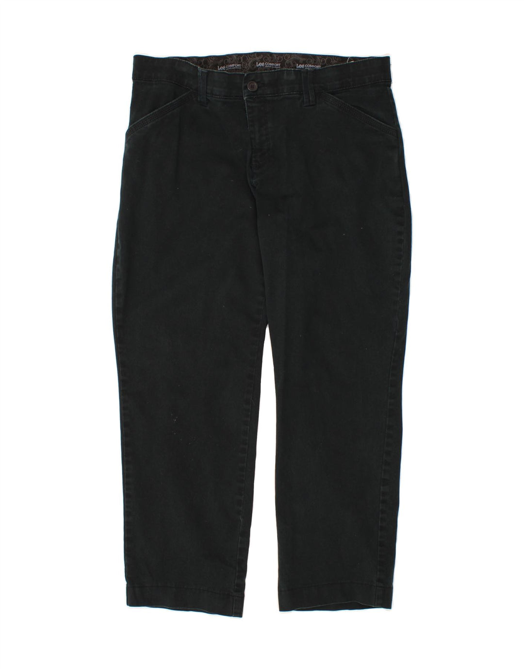 LEE Womens Straight Cropped Trousers US 16 2XL W36 L27 Green Cotton Vintage Lee and Second-Hand Lee from Messina Hembry 